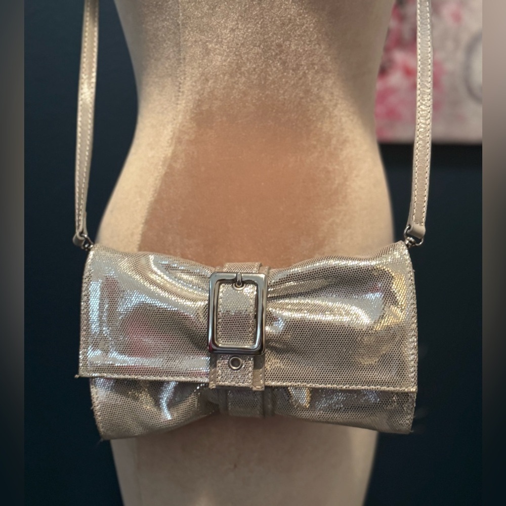 Sergio Renato Silver Bow Buckle Crossbody Evening bag